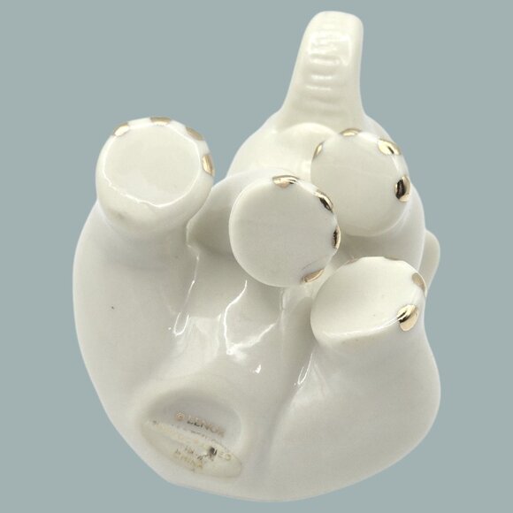 Lenox Porcelain Sitting Baby Elephant Figurine Cream With Gold Accents Trunk Up - Picture 7 of 9